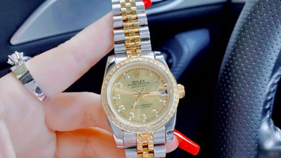 Đồng Hồ Rolex lady Datejust viền đính đá dây demi cao cấp