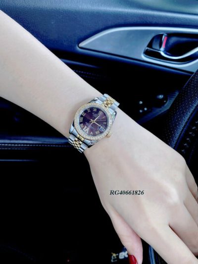 Đồng hồ nữ Rolex Lady Datejust mặt nâu số đính đá cao cấp