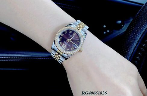 Đồng hồ nữ Rolex Lady Datejust mặt nâu số đính đá cao cấp