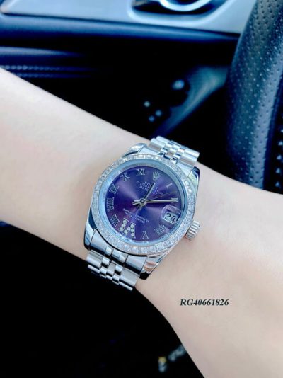 Đồng hồ nữ Rolex Lady Datejust mặt xanh số đính đá cao cấp