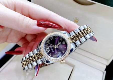 Đồng hồ nữ Rolex Lady Datejust mặt nâu số đính đá cao cấp