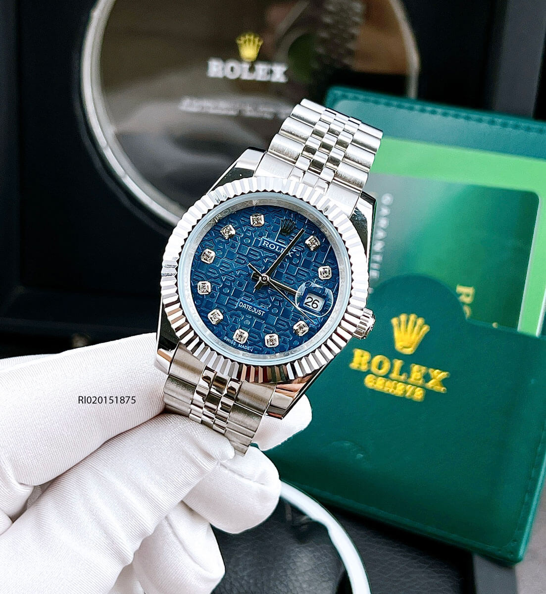 Đồng hồ Rolex Nam máy cơ đính đá mặt vi tính dây không gỉ