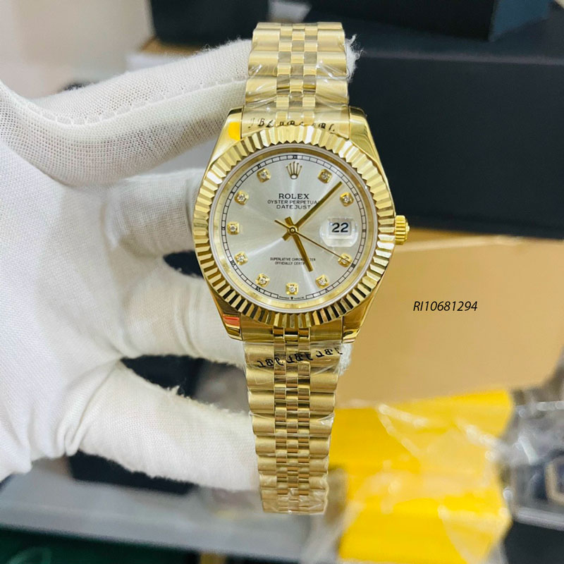 ri10681294-10-dong-ho-rolex-co-nam-demi Đồng hồ Rolex nam chạy cơ Automatic dây kim loại mạ vàng