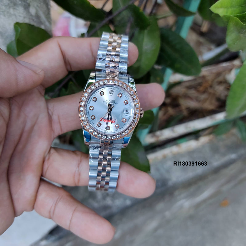 Đồng hồ rolex nữ máy cơ đính đá dây demi cao cấp