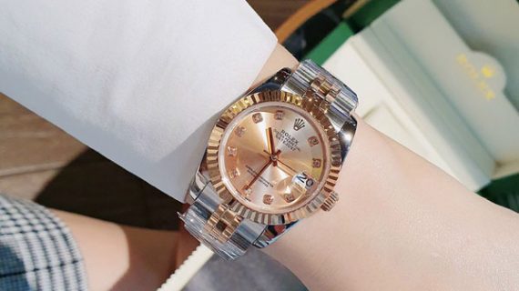 Đồng Hồ Cặp Rolex Datejust máy cơ Automatic viền trơn cao cấp