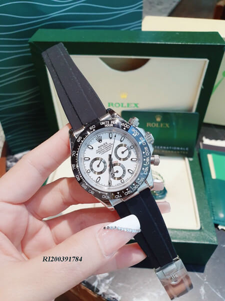 RI200391784-rolex-cơ-3-núm-cao-su-(2) Đồng Hồ Rolex Nam máy cơ nhật mặt trắng dây cao su