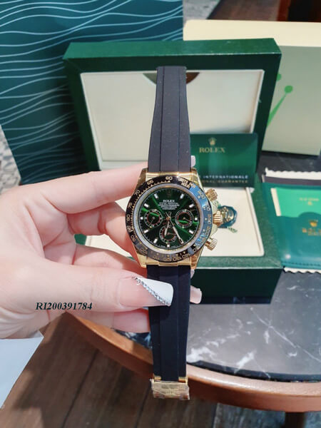 RI200391784-rolex-cơ-3-núm-cao-su-(7) Đồng Hồ Rolex Nam máy cơ nhật mặt xanh lá dây cao su