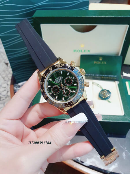 RI200391784-rolex-cơ-3-núm-cao-su-(8) Đồng Hồ Rolex Nam máy cơ nhật mặt xanh lá dây cao su
