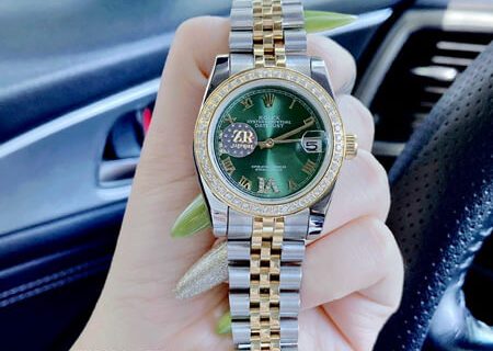 Đồng Hồ Nữ Rolex Lady Datejust máy cơ Automatic dây demi mặt xanh