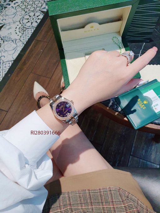 RI280391666-rolex-(2) Đồng Hồ Cặp Rolex máy cơ dây demi viền đính đá cao cấp