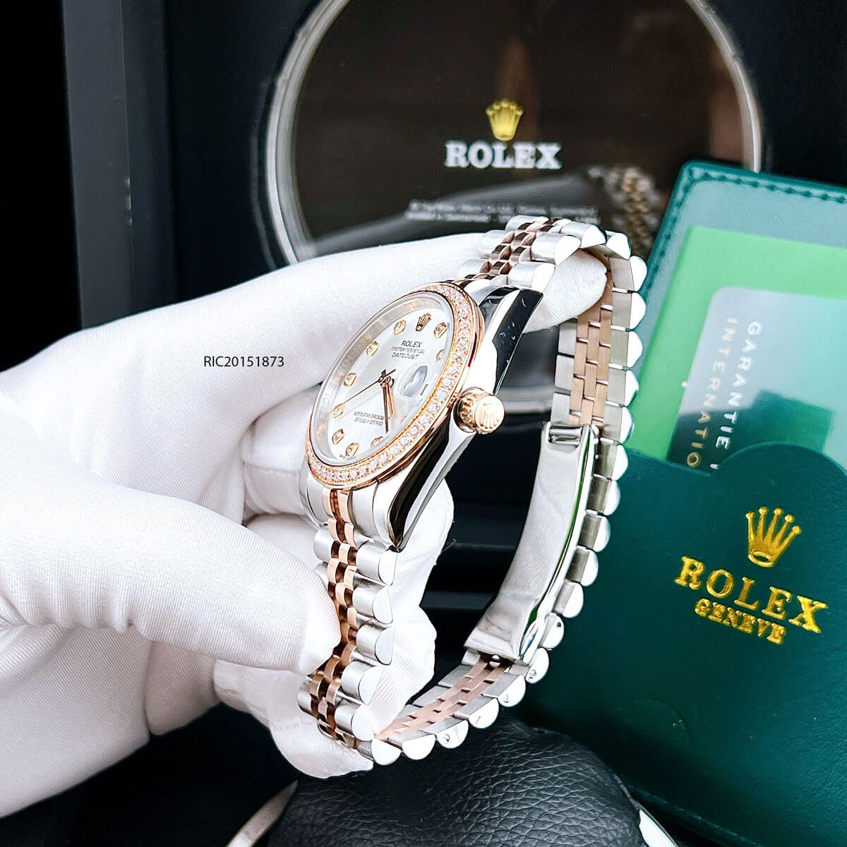 Đồng hồ Rolex DateJust máy cơ đính đá mạ vàng cao cấp