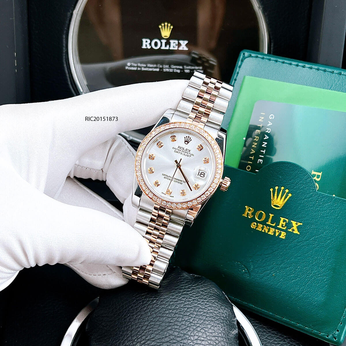 Đồng hồ Rolex DateJust máy cơ đính đá mạ vàng cao cấp