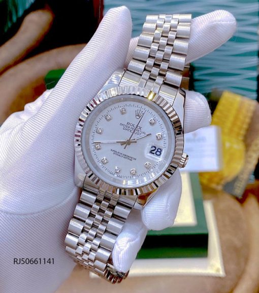 RJ50661141-Rolex-bac-1 Đồng hồ cặp Rolex máy cơ nam, nữ dây thép không gỉ mẫu 2021