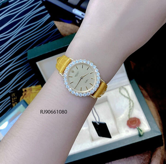 Đồng hồ rolex nữ dây da vàng cao cấp giá rẻ