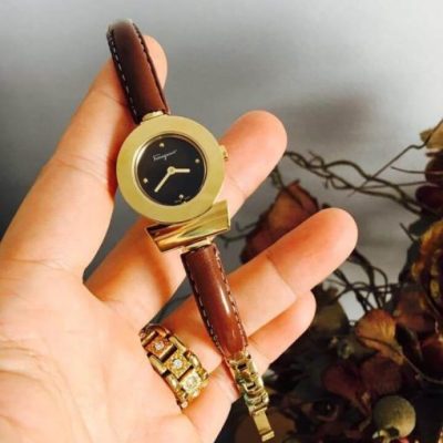 Đồng hồ nữ Ferragamo Gancino dây da bò nâu máy thụy sĩ cao cấp fullbox