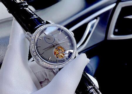 Đồng hồ nam Vacheron Constantin Patrimony automatic viền đá mặt xám cao cấp