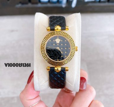 Đồng hồ Versace nữ mini Vanitas dây da màu đen máy thụy sĩ like auth