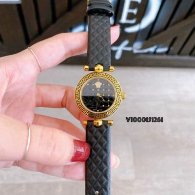 Đồng hồ Versace nữ mini Vanitas dây da màu đen máy thụy sĩ like auth