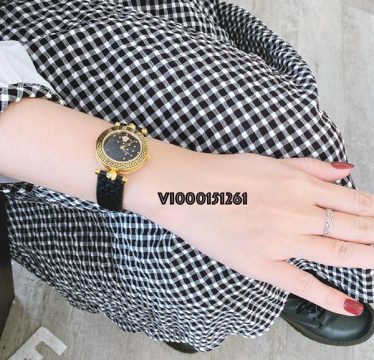 Đồng hồ Versace nữ mini Vanitas dây da màu đen máy thụy sĩ like auth