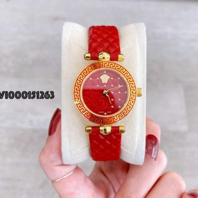 Đồng hồ Versace nữ mini Vanitas dây màu đỏ máy thụy sĩ like auth