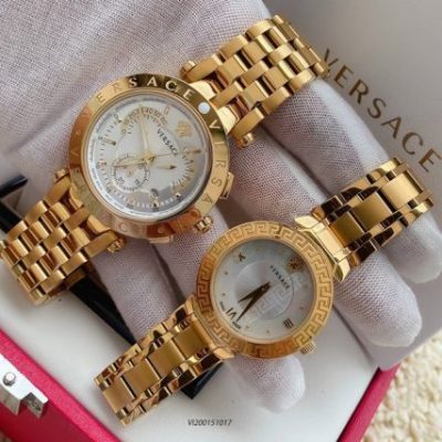 đồng hồ cặp versace dây kim loại cao cấp