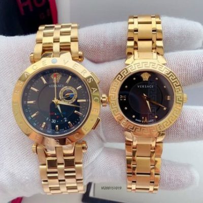 Đồng hồ cặp Versace Daphnis dây Demi vàng mạ PVD