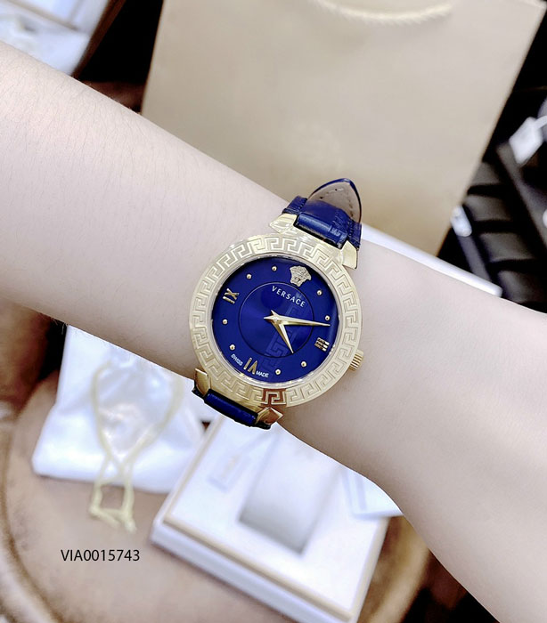 đồng hồ versace nữ dây da xanh
