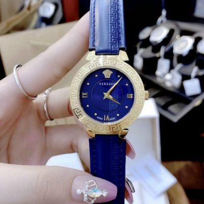 đồng hồ versace nữ dây da xanh