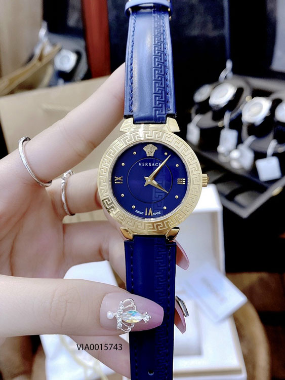 đồng hồ versace nữ dây da xanh