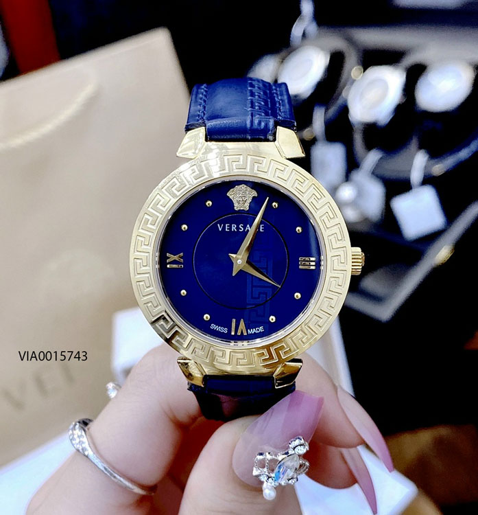 đồng hồ versace nữ dây da xanh