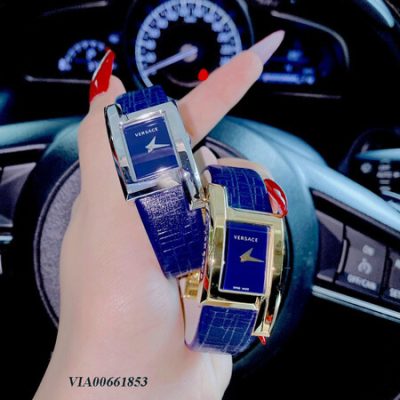 Đồng hồ Versace Greca Icon nữ mặt vuông dây da xanh cao cấp