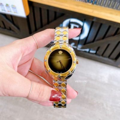 Đồng hồ Versace Shadov dây kim loại vàng cao cấp mặt đen