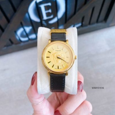 Đồng hồ Versace V-Circle Medusa 2021 dây da màu đen cao cấp
