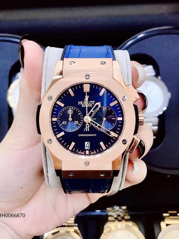 đồng hồ nam hublot big bang chonograp dây cao su xanh viền vàng cao cấp giá rẻ