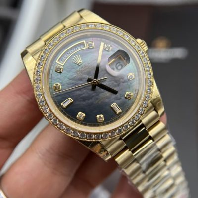 Đồng hồ Rolex Replica 11 Day-Date mặt xà cừ niềng đính đá 36/40mm