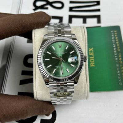 Đồng hồ Rolex Replica cao cấp Clean Factory DateJust mặt xanh lá cây 41mm