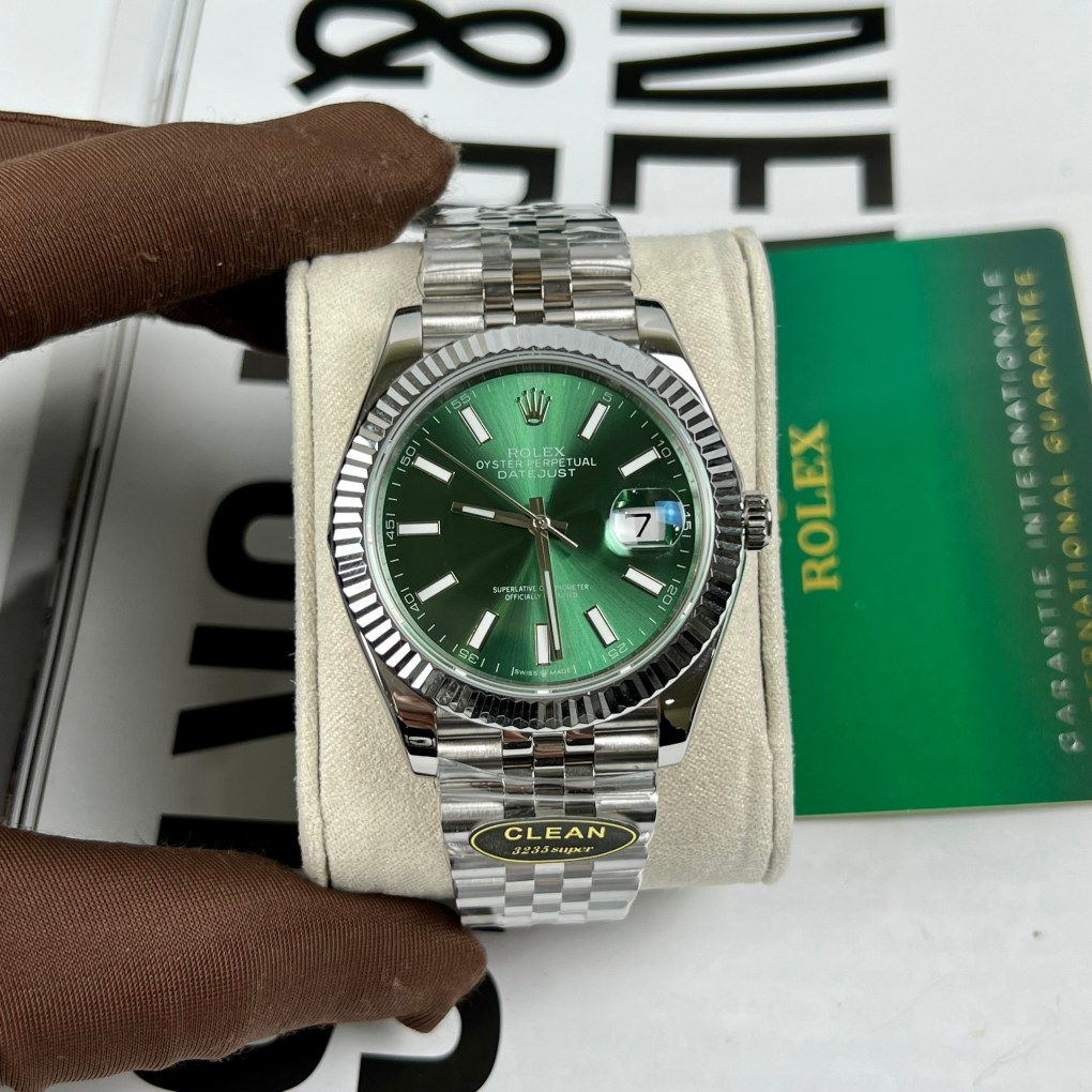 Đồng hồ Rolex Replica cao cấp Clean Factory DateJust mặt xanh lá cây 41mm