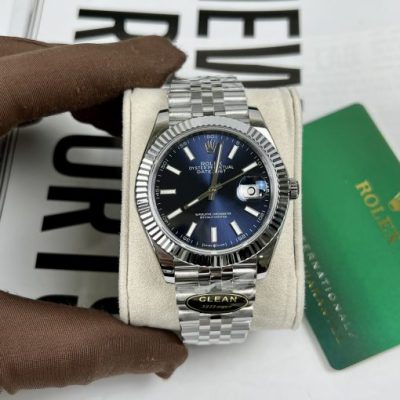 Đồng hồ Rolex Clean Factory DateJust Replica 11 Thụy Sỹ mặt xanh dương 41mm