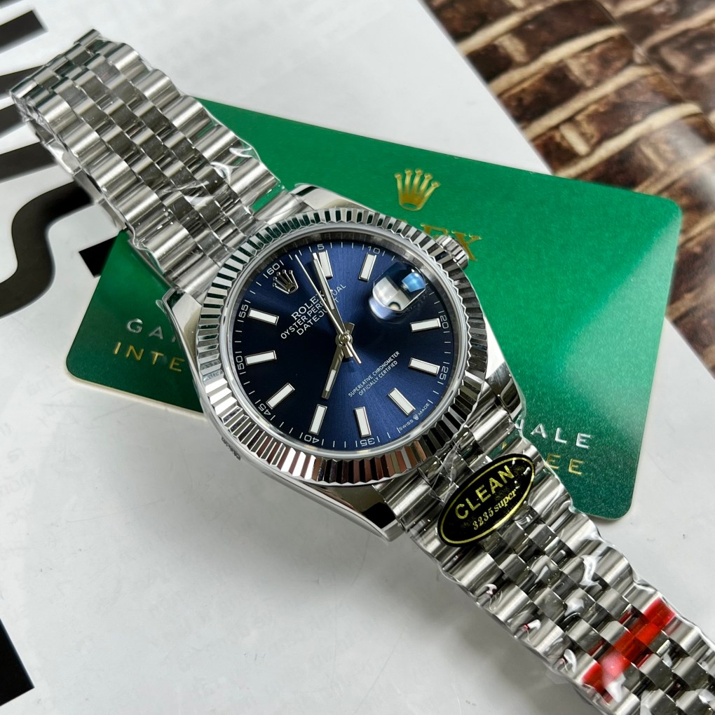 Đồng hồ Rolex Clean Factory DateJust Replica 11 Thụy Sỹ mặt xanh dương 41mm