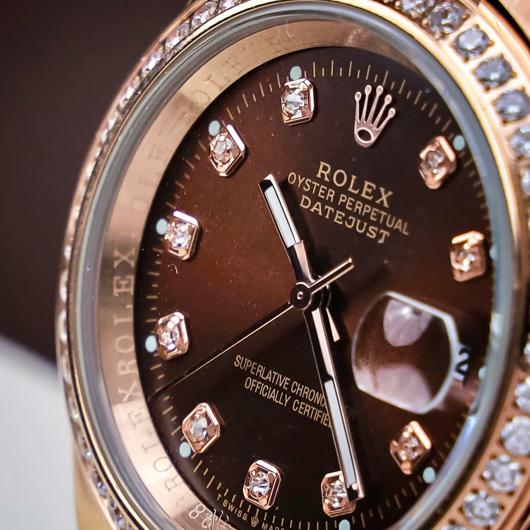 Đồng Hồ Rolex Cặp Nam Nữ Oyster DATEJUST demi mặt nâu cao cấp